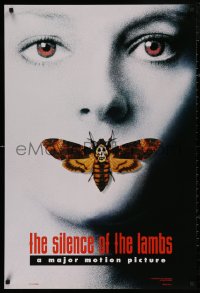 4s1109 SILENCE OF THE LAMBS style A teaser DS 1sh 1991 image of Jodie Foster with moth over mouth!