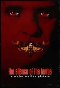 4s1110 SILENCE OF THE LAMBS style B teaser DS 1sh 1991 image of Anthony Hopkins with moth over mouth!