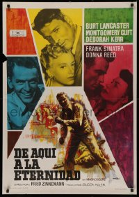 4s0652 FROM HERE TO ETERNITY Spanish R1960s Burt Lancaster, Kerr, Sinatra & Clift, art by Mac!