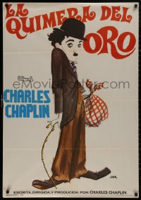 4s0654 GOLD RUSH Spanish R1974 Charlie Chaplin classic, wonderful different art by Jano!