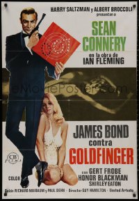 4s0655 GOLDFINGER Spanish R1978 great different art of Sean Connery as James Bond!