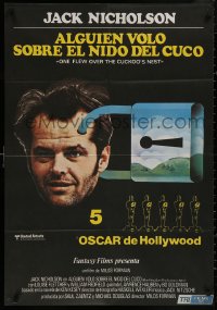 4s0679 ONE FLEW OVER THE CUCKOO'S NEST Spanish 1976 c/u of Jack Nicholson, Milos Forman classic!