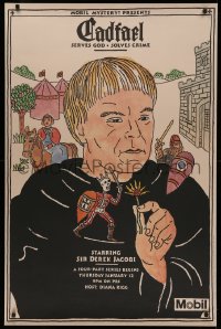 4s0035 CADFAEL tv poster 1995 great Seymour Chwast art of Derek Jacobi in title role!