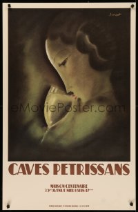4s0142 CAVES PETRISSANS 26x40 French advertising poster 1997 profile art of woman having a drink!