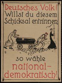 4s0019 DEUTSCHES VOLK 27x36 German political campaign 1919 MH art of anti-Semitic funeral procession