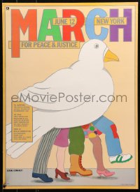4s0304 MARCH FOR PEACE & JUSTICE 18x24 special poster 1982 wild art by Seymour Chwast!