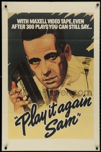 4s0136 MAXELL: PLAY IT AGAIN SAM 26x40 advertising poster 1983 Humphrey Bogart w/VHS tape!