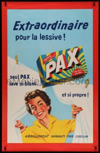 4s0148 PAX 31x47 French advertising poster 1960s woman between two sheets on a clothes line!