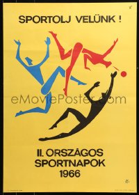 4s0338 SPORTOLJ VELUNK 19x26 Hungarian special poster 1966 people playing sports by Bela Szepes!