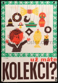 4s0340 UZ MATE KOLEKCI 16x24 Czech special poster 1970 boy w/ Christmas ornaments on strings!