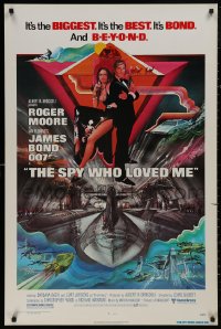 4s1124 SPY WHO LOVED ME 1sh 1977 great art of Roger Moore as James Bond by Bob Peak!