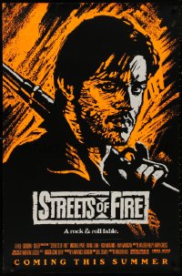 4s1137 STREETS OF FIRE advance 1sh 1984 Walter Hill, Riehm orange dayglo art, a rock & roll fable!