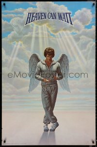 4s0016 HEAVEN CAN WAIT half subway 1978 Lettick art of angel Warren Beatty wearing sweats, football!