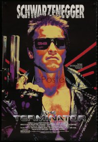 4s0130 TERMINATOR 27x40 video poster R1991 different cyborg Arnold Schwarzenegger with gun!