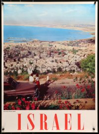 4s0091 ISRAEL 19x26 Israeli travel poster 1970s great image of couple overlooking Haifa!