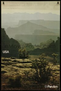 4s0096 PAN AM USA 28x42 travel poster 1970s Pan American, great desert canyon landscape image!