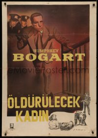 4s0385 ENFORCER Turkish 1951 art of Humphrey Bogart climbing stairs with gun in hand!