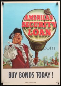4s0180 BUY BONDS TODAY 19x26 war poster 1948 man dressed in Colonial-era clothes ringing a bell!