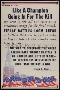 4s0173 LIKE A CHAMPION GOING IN FOR THE KILL 25x38 WWII war poster 1943 Independence Hall!
