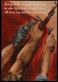 4s0164 STRONG IN THE STRENGTH OF THE LORD 28x40 WWII war poster 1942 Martin art of fighting hands!