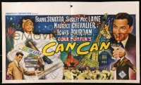 4t0232 CAN-CAN Belgian 1960 art of Sinatra, Shirley MacLaine, Maurice Chevalier & Louis Jourdan!
