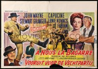 4t0271 NORTH TO ALASKA Belgian 1960 art of John Wayne & sexy Capucine in an adventure in the Yukon!
