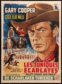 4t0272 NORTH WEST MOUNTED POLICE Belgian R1950s Cecil B. DeMille, close-up art of Gary Cooper!