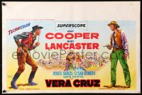 4t0294 VERA CRUZ Belgian R1960s different artwork of intense cowboys Gary Cooper & Burt Lancaster!