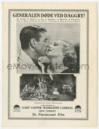 4t0739 GENERAL DIED AT DAWN Danish program 1936 Gary Cooper, Madeleine Carroll, plus rare herald!