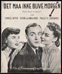 4t0761 HOLD BACK THE DAWN Danish program 1945 Charles Boyer loves Paulette Goddard & Olivia de Havilland!