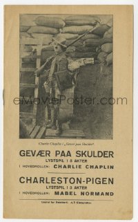 4t0834 SHOULDER ARMS/NICKEL-HOPPER Danish program 1920s Charlie Chaplin in uniform + Mabel Normand!