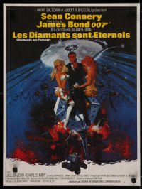 4t0118 DIAMONDS ARE FOREVER French 17x22 R1980s Sean Connery as James Bond 007 by Robert McGinnis!
