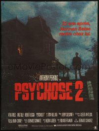 4t0142 PSYCHO II French 15x20 1983 Anthony Perkins as Norman Bates, cool creepy image of classic house!