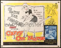 4t0557 CARRY ON NURSE 1/2sh 1960 artwork of sexy nurse Shirley Eaton being chased by patients!