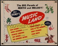 4t0615 MUSIC LAND style B 1/2sh 1955 Walt Disney, Donald Duck, Joe Carioca & more, ultra rare!