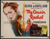 4t0616 MY COUSIN RACHEL 1/2sh 1953 artwork of pretty Olivia de Havilland & Richard Burton!