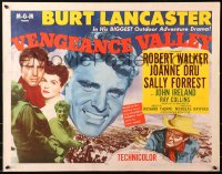 4t0664 VENGEANCE VALLEY style B 1/2sh 1951 close-up art of Burt Lancaster & Joanne Dru!