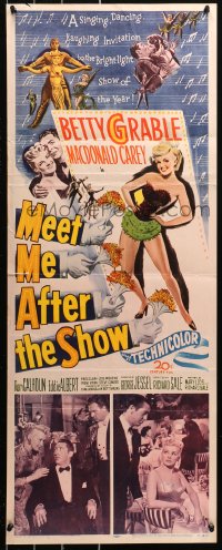 4t0490 MEET ME AFTER THE SHOW insert 1951 artwork of sexy dancer Betty Grable & top cast members!