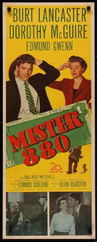 4t0492 MISTER 880 insert 1950 Burt Lancaster, Dorothy McGuire & counterfeit money!