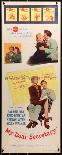 4t0497 MY DEAR SECRETARY insert 1948 Kirk Douglas chased Laraine Day, until she caught him, rare!