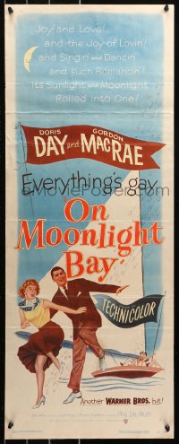 4t0501 ON MOONLIGHT BAY insert 1951 great image of singing Doris Day & Gordon MacRae on sailboat!