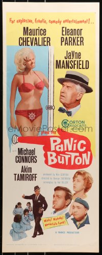4t0502 PANIC BUTTON insert 1964 Maurice Chevalier, sexy Jayne Mansfield in bikini!