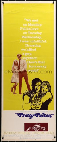 4t0504 PRETTY POISON insert 1968 cool artwork of psycho Anthony Perkins & crazy Tuesday Weld!