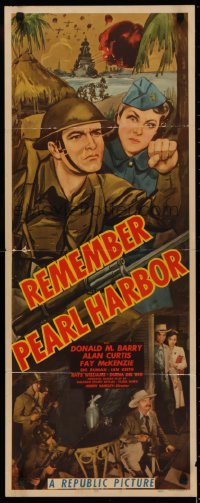 4t0507 REMEMBER PEARL HARBOR insert 1942 Donald Red Barry & Fay McKenzie are fightin' mad, rare!