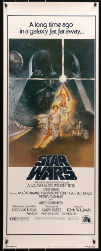 4t0521 STAR WARS insert 1977 George Lucas classic, iconic Tom Jung art of Vader over Luke & Leia!