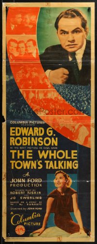 4t0538 WHOLE TOWN'S TALKING insert 1935 Edward G. Robinson in dual role, Arthur, John Ford, rare!