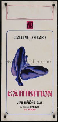 4t0348 EXHIBITION Italian locandina 1976 Claudine Beccarie, super sexy legs artwork!