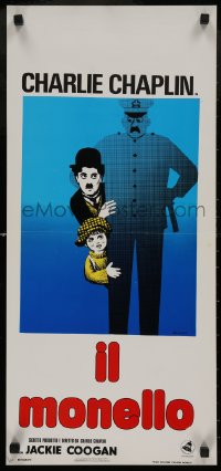 4t0390 KID Italian locandina R1960s Kouper artwork of Charlie Chaplin & Jackie Coogan!