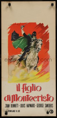4t0401 SON OF MONTE CRISTO Italian locandina R1950s Louis Hayward, different art of masked avenger!