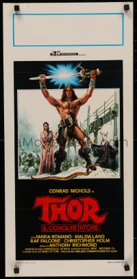 4t0336 THOR THE CONQUEROR Italian locandina 1983 Conan rip-off, cool sword & sorcery art by Piovano!
